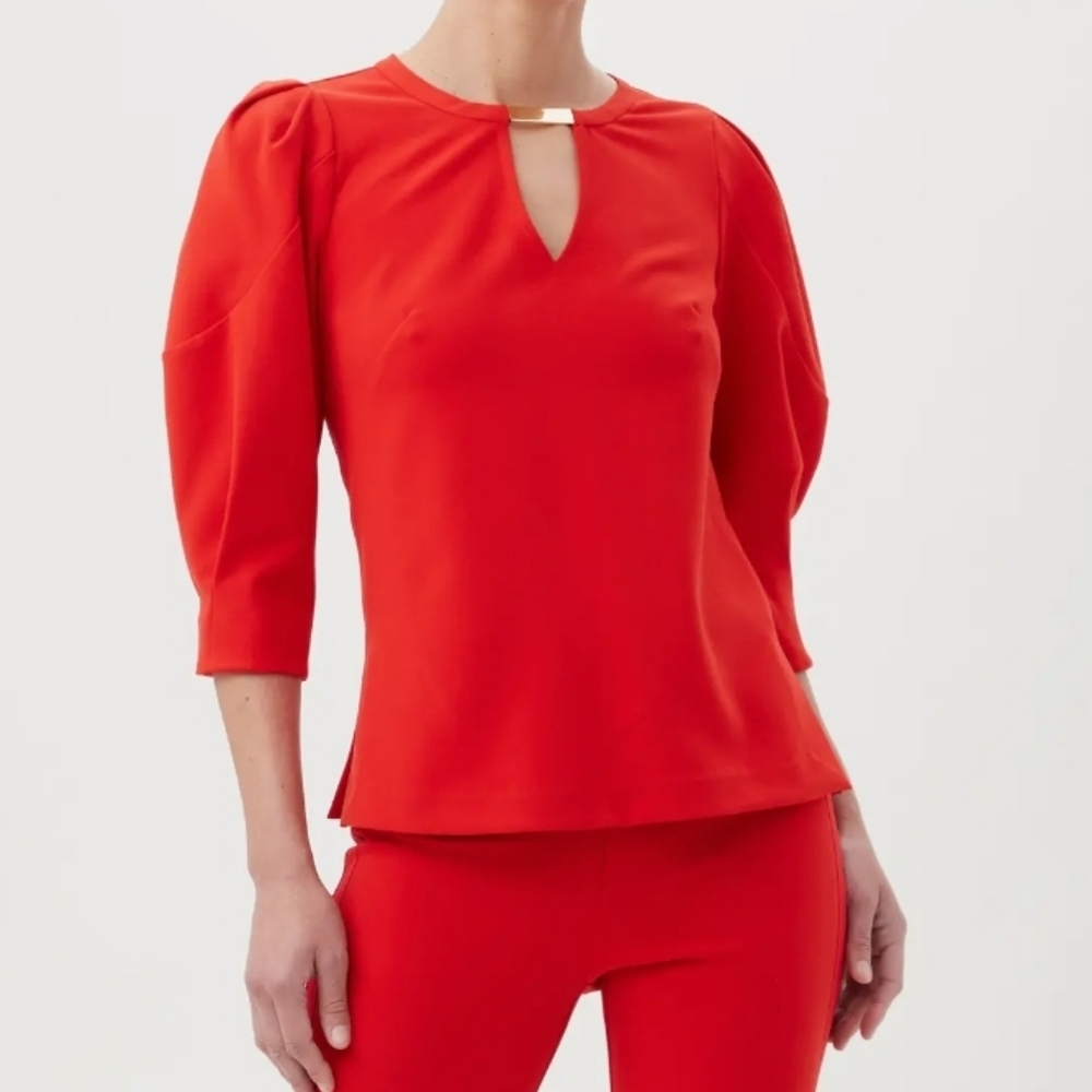 TRINA TURK "Emiko" Puff Sleeve Top Sz L NWT